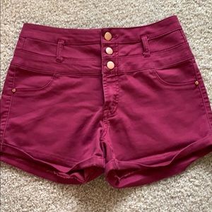 Burgundy high waisted shorts